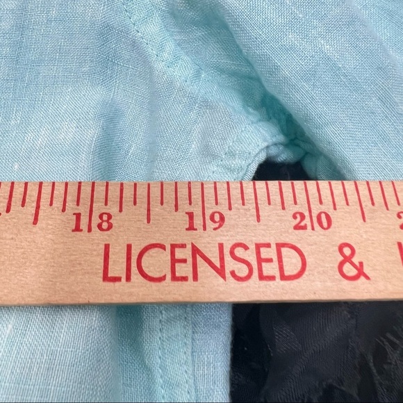 EUC Onia Mens Turquoise Mandarin Collar Linen Button Up Shirt SZ M Casual Preppy - Picture 11 of 11